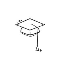 chapeau de graduation icône vecteur éducation signe avec style de dessin animé doodle dessiné à la main