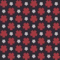 petit motif géométrique en forme d'étoile carrée de couleur rouge et grise sur fond noir. utiliser pour le tissu, le textile, les éléments de décoration intérieure, l'emballage. vecteur