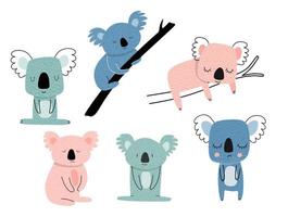 ensemble de koala de dessin animé. illustration vectorielle vecteur