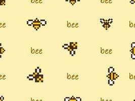 modèle sans couture de personnage de dessin animé abeille sur fond jaune. style pixel vecteur