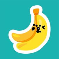 personnage kawaii de dessin animé banane clignotant vecteur