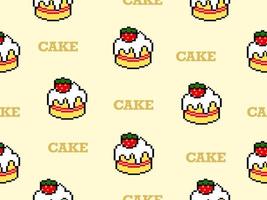 modèle sans couture de personnage de dessin animé de gâteau sur fond jaune. style pixel vecteur
