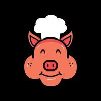 chef cochon ou porc dessin animé barbecue logo vecteur icône symbole illustration design