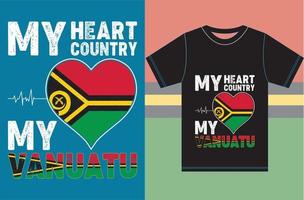 mon coeur, mon pays, mon vanuatu. conception de t-shirt drapeau vanuatu vecteur