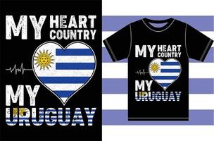 mon coeur, mon pays, mon uruguay. conception de t-shirt drapeau uruguay vecteur