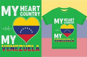 mon coeur, mon pays, mon venezuela. conception de t-shirt drapeau venezuela vecteur