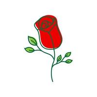 dessin au trait féminin fleur rose rouge création de logo, symbole graphique vectoriel icône illustration idée créative