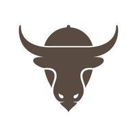 tête de vache ou de boeuf avec création de logo de couverture alimentaire, illustration d'icône de symbole graphique vectoriel idée créative