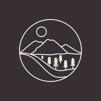 ligne hipster montagne avec création de logo de route, illustration d'icône de symbole graphique vectoriel idée créative
