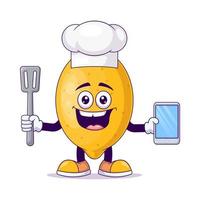 vecteur de personnage de mascotte de dessin animé de citron chef