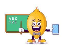 vecteur de personnage de mascotte de dessin animé citron enseignant