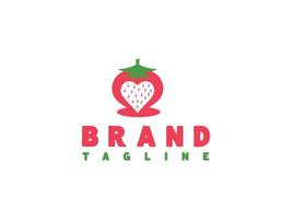 conception de vecteur de logo de ferme de fruits de fraise d'amour
