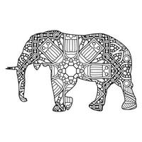 coloriage mandala éléphant vecteur