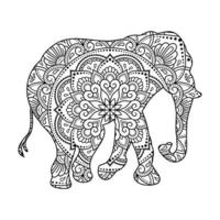 coloriage mandala éléphant vecteur