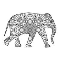 coloriage mandala éléphant vecteur