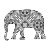 coloriage mandala éléphant vecteur