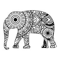 coloriage mandala éléphant vecteur