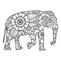 coloriage mandala éléphant vecteur
