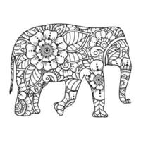 coloriage mandala éléphant vecteur