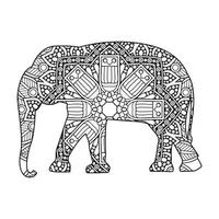 coloriage mandala éléphant vecteur