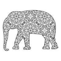 coloriage mandala éléphant vecteur