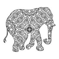 coloriage mandala éléphant vecteur