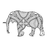 coloriage mandala éléphant vecteur