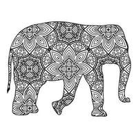 coloriage mandala éléphant vecteur