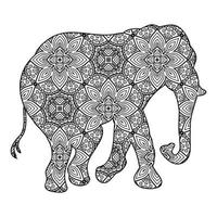 coloriage mandala éléphant vecteur