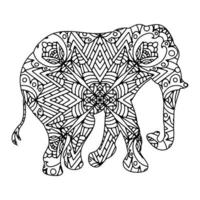 coloriage mandala éléphant vecteur