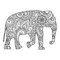 coloriage mandala éléphant vecteur