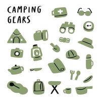 ensemble d'icônes d'engins de camping vecteur