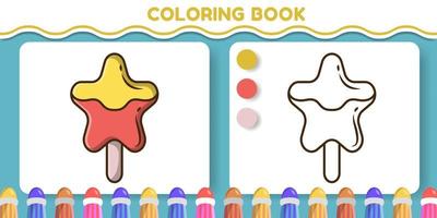 livre de coloriage de doodle de dessin animé dessiné à la main de crème glacée mignonne pour les enfants vecteur