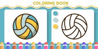 livre de coloriage de doodle de dessin animé dessiné à la main de volley-ball mignon pour les enfants vecteur