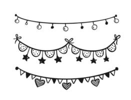 guirlande festive peinte dans un style doodle isolé sur fond blanc illustration vectorielle pour la décoration de vacances carnaval festival anniversaire. vecteur