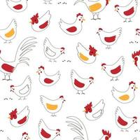 joli motif vectoriel continu avec des poulets et un coq pour le textile pour enfants