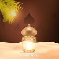 fond de ramadan avec lampe dorée. vecteur