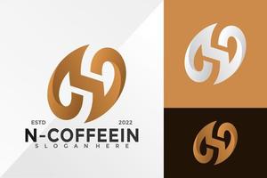 modèle d'illustration vectorielle de conception de logo de café lettre n vecteur