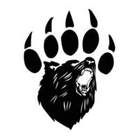 illustration vectorielle de l'icône grizzly griffe et tête vecteur