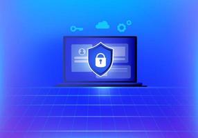 concept de confidentialité de la cybersécurité et de la protection des données. homme d'affaires sécurisez la gestion des données et protégez les données contre les attaques de pirates et l'icône de cadenas à l'illustration vectorielle de réseau de technologie Internet