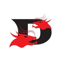 tête dragon simple logo design vecteur icône illustration