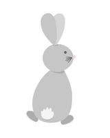 mignon petit lapin gris de pâques illustration vectorielle, animal de la forêt de dessin animé doux, lapin moelleux par derrière à utiliser pour la carte de voeux, affiche, toute conception pour le décor de célébration des vacances de printemps