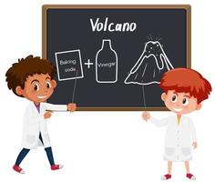 Expérience scientifique sur un volcan étudiant vecteur