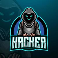 conception de mascotte de logo esport hacker vecteur