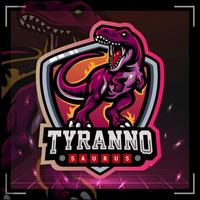 mascotte de dinosaure rex. insigne de logo esport vecteur