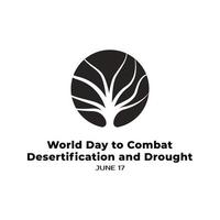 symbole du logo de la journée mondiale de lutte contre la désertification et la sécheresse, illustration de la silhouette de l'arbre sec. vecteur