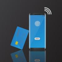 concept de paiement mobile vectoriel, carte de crédit de paiement en ligne, téléphone intelligent. vecteur