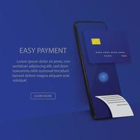 concept de paiement en ligne vectoriel, e-mail de notification de facture électronique, téléphone intelligent, carte de crédit. vecteur