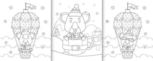 Livre de coloriage avec de jolis personnages de Noël koala vecteur