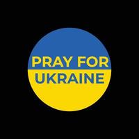 priez pour la bannière de concept de l'ukraine, drapeau de cercle de l'ukraine sur fond noir. illustration vectorielle de concept de prière. priez pour la paix en ukraine. sauver l'ukraine de la russie. vecteur